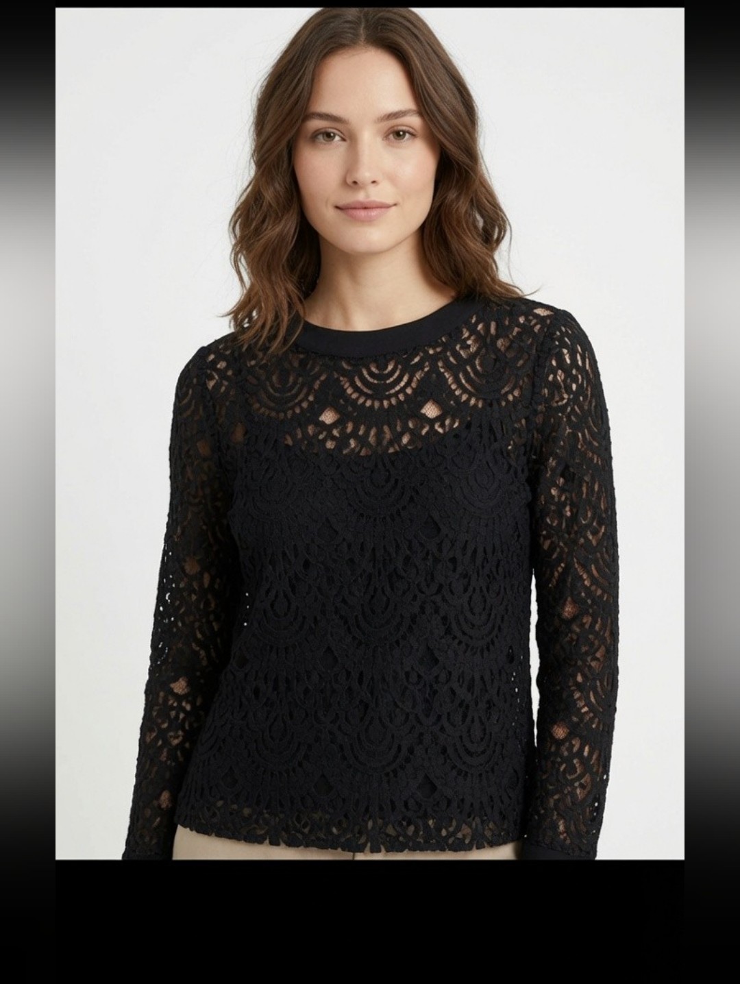 Banana Republic Lace Sheer Blouse Black Size Small Grunge Whimsigoth